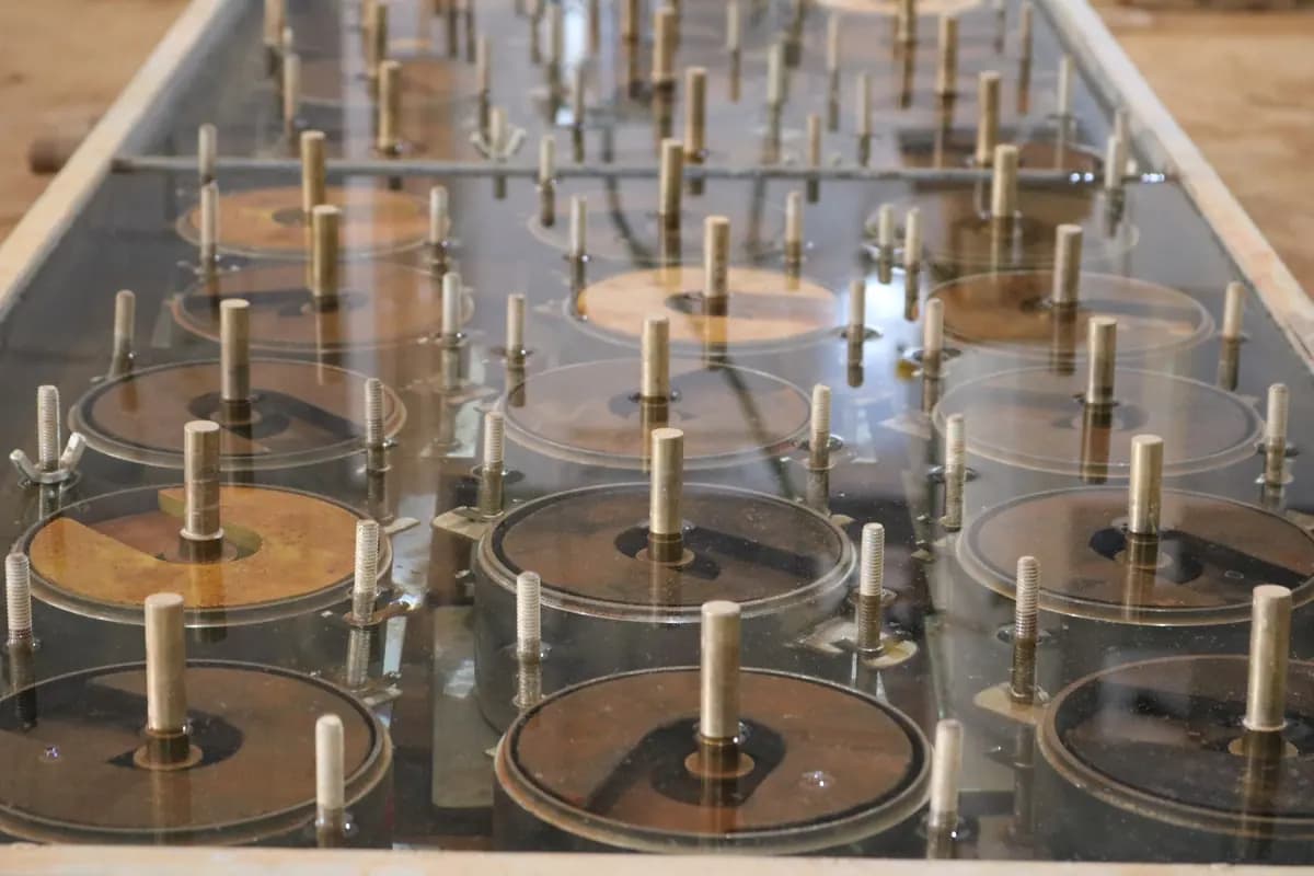 Ensaios de adensamento em andamento no laboratório de geotecnia
