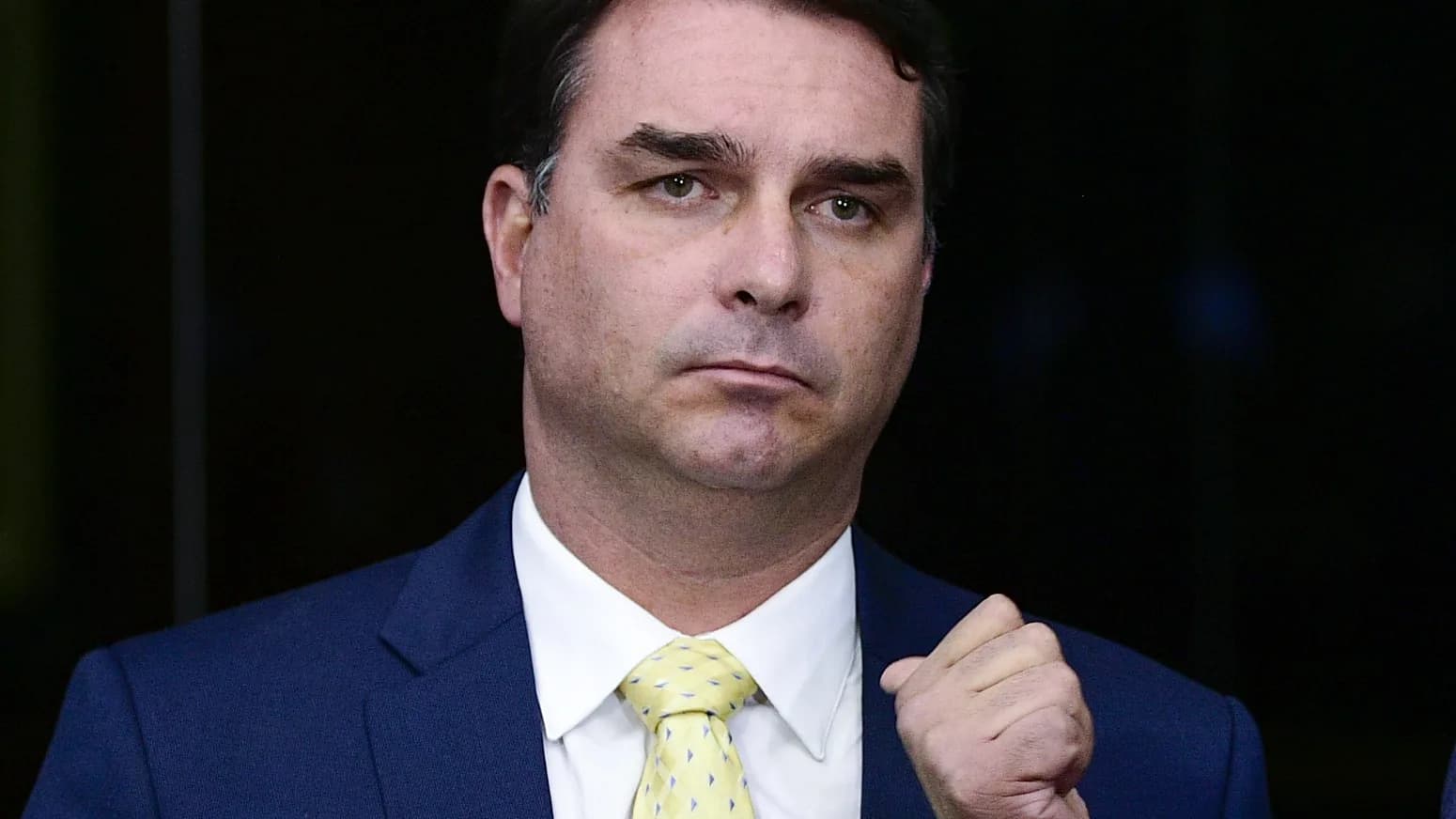 O senador e pré-candidato à Presidência Flávio Bolsonaro durante entrevista coletiva à imprensa