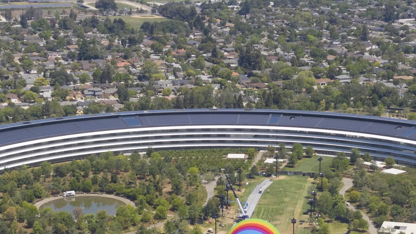 Vista aérea do Apple Park, sede da Apple em Cupertino, Califórnia (imagem de arquivo)