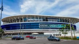 Vista externa da Arena do Grêmio, em Porto Alegre