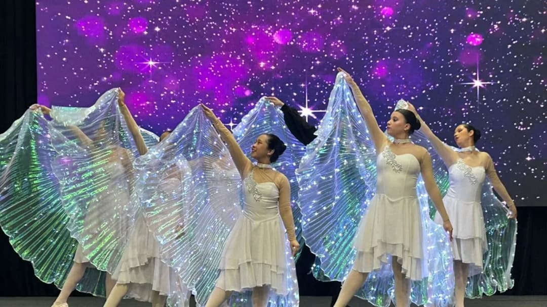 Grupo de dança formado por pessoas com deficiência visual se apresenta em palco (foto de contexto)