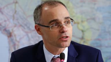 O ministro André Mendonça, do TSE, durante evento oficial em Brasília