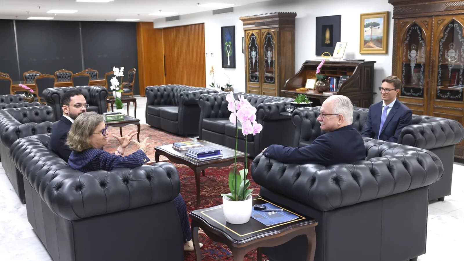 Senadora Teresa Leitão conversa com o presidente do STF durante audiência em Brasília