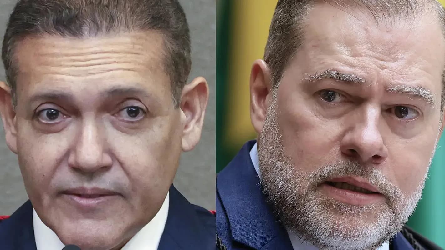 Retratos lado a lado dos ministros Kássio Nunes Marques e Dias Toffoli, do STF