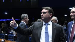 Flávio Bolsonaro (PL-RJ) no plenário do Senado, foto de arquivo