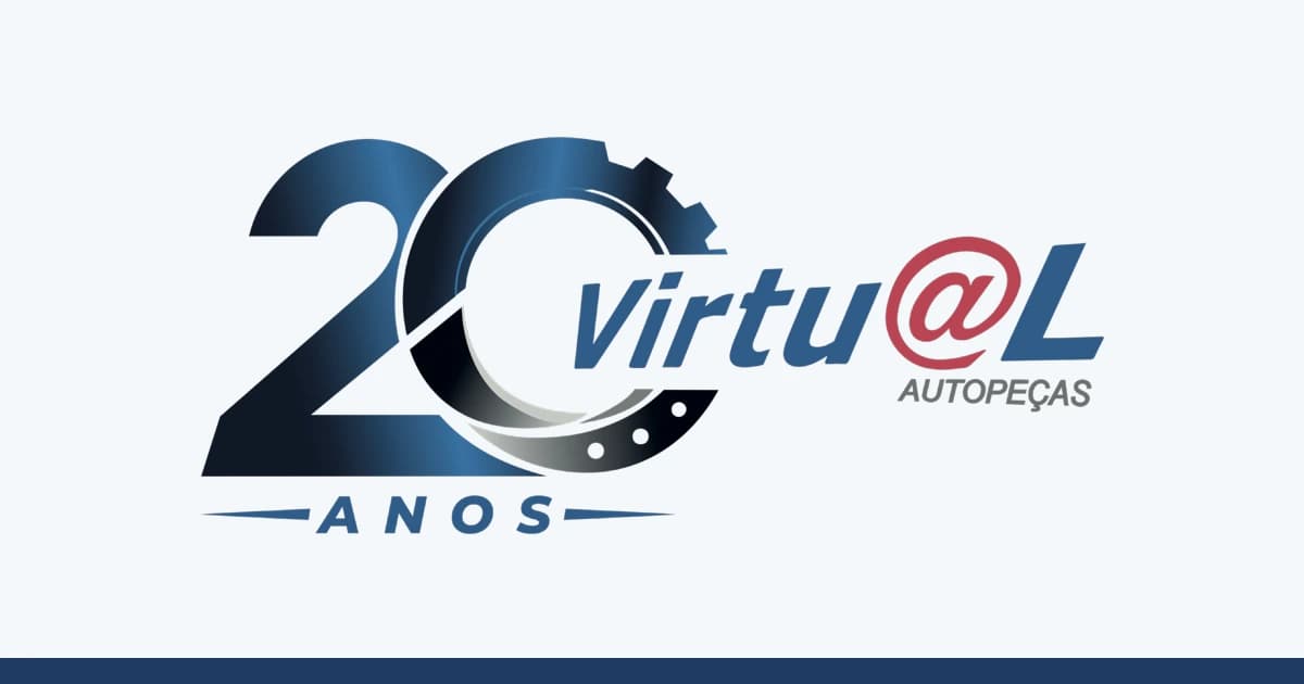 Logotipo comemorativo dos 20 anos da Virtual Autopeças