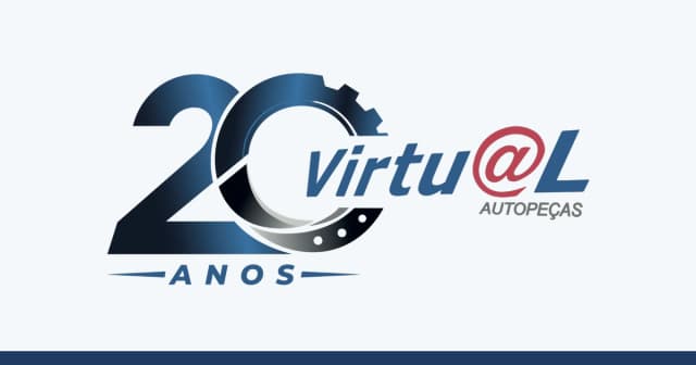 Logotipo comemorativo dos 20 anos da Virtual Autopeças