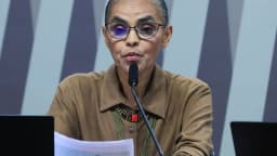 Marina Silva fala ao microfone em audiência