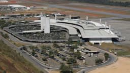 Vista aérea do terminal do Aeroporto Internacional de Belo Horizonte, em Confins