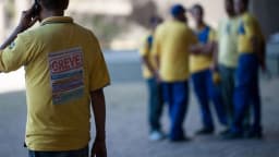 Trabalhadores dos Correios reunidos em greve, foto de arquivo