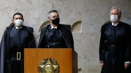 O ministro André Mendonça durante sessão solene de posse no STF (foto de arquivo)