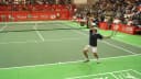 Fernando Meligeni durante um saque em partida do ATP Tour of Champions em São Paulo