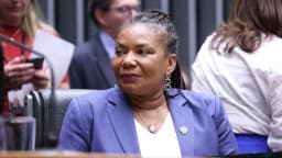 A ministra da Cultura, Margareth Menezes, durante audiência na Câmara dos Deputados