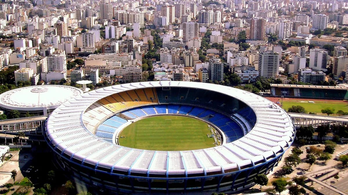 Vista aérea do estádio do Maracanã, no Rio de Janeiro