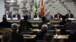 Reunião de frente parlamentar sobre logística com autoridades brasileiras e o embaixador da China no Brasil, foto de arquivo de 2018