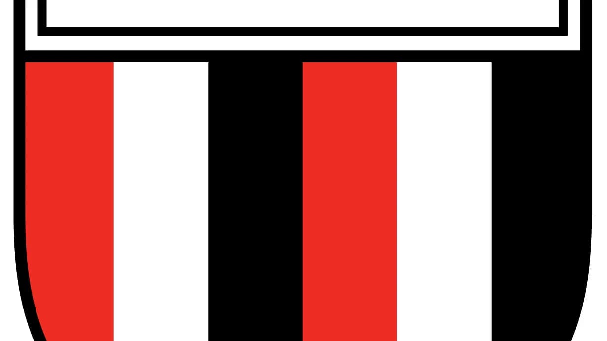 Escudo do Botafogo Futebol Clube, de Ribeirão Preto (SP), nas cores preto, branco e vermelho