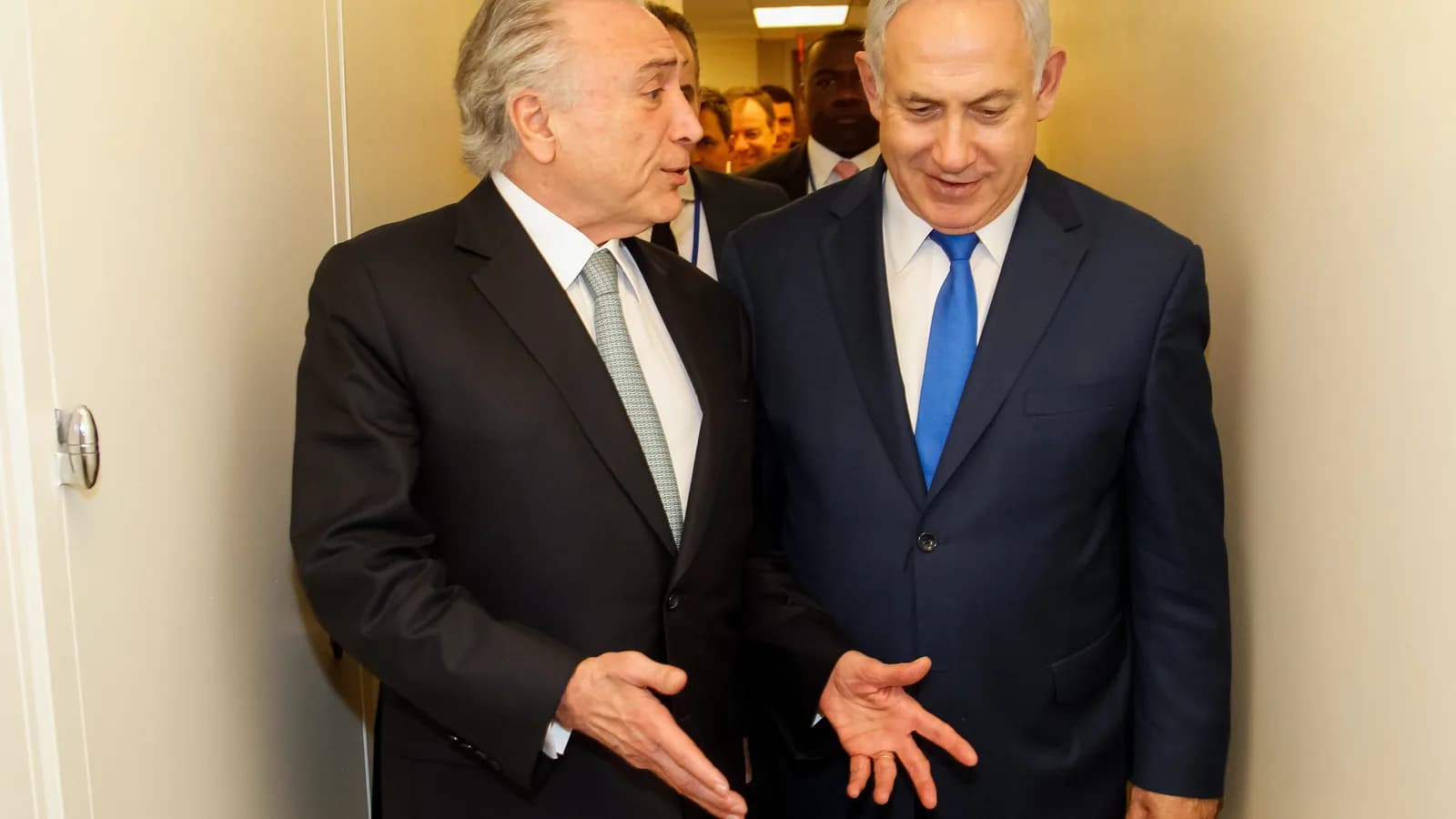 Benjamin Netanyahu ao lado do então presidente Michel Temer durante encontro em 2017