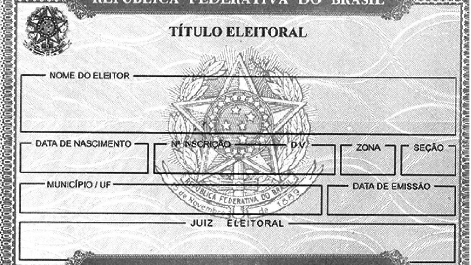 Modelo do título eleitoral brasileiro, documento usado para comprovar a situação do eleitor