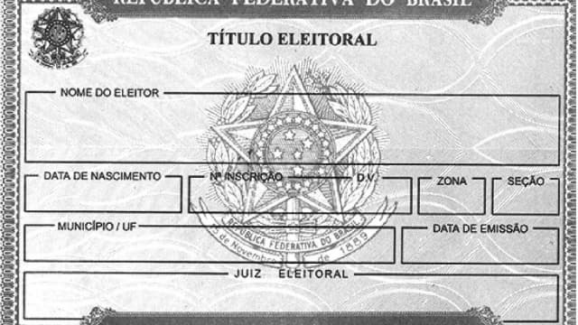 Modelo do título eleitoral brasileiro, documento usado para comprovar a situação do eleitor