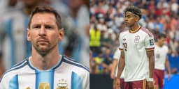 Montagem com Lionel Messi, da Argentina, e Lamine Yamal, da Espanha, durante jogos da Copa do Mundo 2026