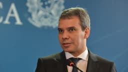 Ministro da Justiça e Segurança Pública, Wellington César Lima e Silva, fala ao microfone