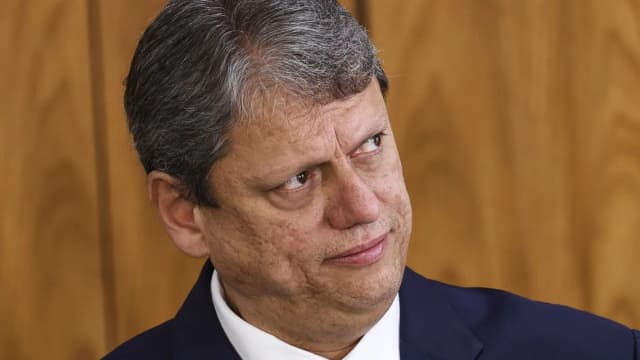 O governador de São Paulo, Tarcísio de Freitas, em evento oficial