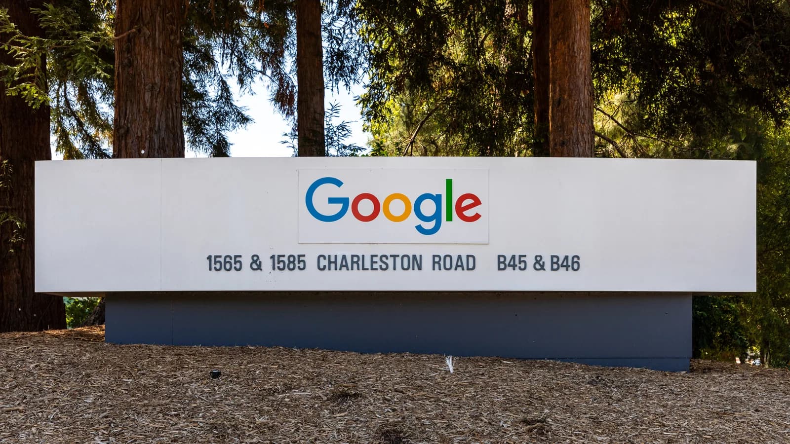 Placa do Google em Mountain View em foto de arquivo