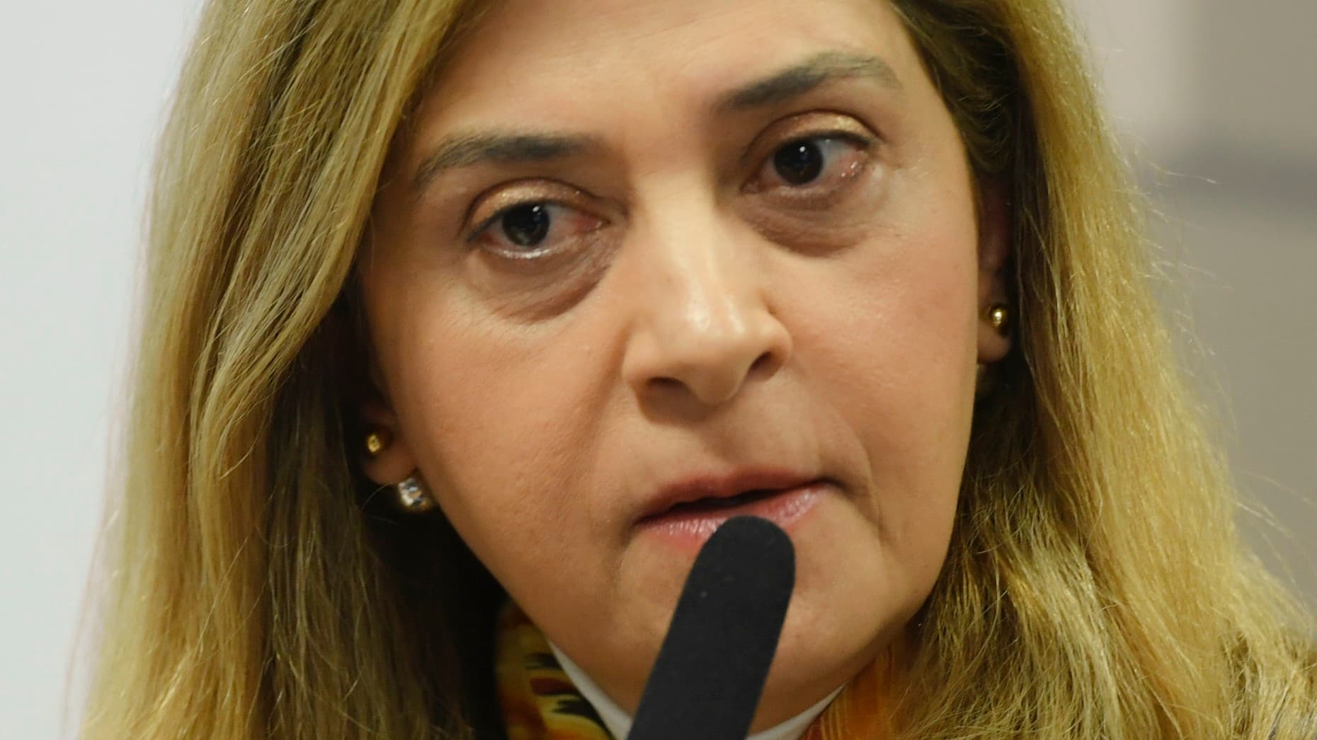 Leila Pereira, presidente do Palmeiras, durante depoimento no Senado, foto de arquivo