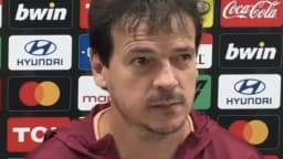 O técnico Fernando Diniz em coletiva de imprensa da Libertadores