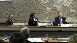 O ministro da Agricultura e Pecuária, André de Paula, discursa em audiência na Comissão de Agricultura e Reforma Agrária do Senado