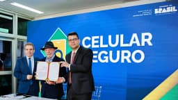 O presidente Luiz Inácio Lula da Silva em evento oficial de anúncio do programa Celular Seguro, em Brasília