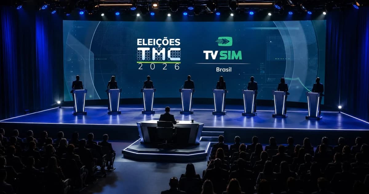 Arte da cobertura especial da TV Sim Brasil e TMC com os candidatos ao Senado por Minas Gerais nas eleições de 2026