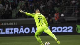 Weverton cobra tiro de meta pelo Palmeiras em foto de arquivo.