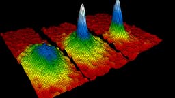 Visualização em 3D do Condensado de Bose-Einstein, com picos de densidade atômica coloridos