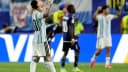Lionel Messi comemora em jogo pela seleção argentina