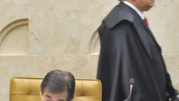 Ministros do STF sentados na sessão do plenário