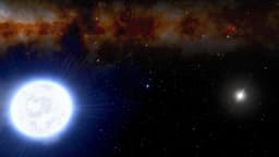 Ilustração artística de uma anã branca brilhante no espaço, cercada por estrelas