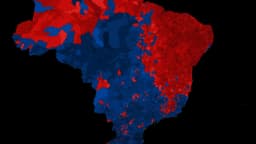 Mapa do Brasil com o resultado do 1º turno da eleição presidencial de 2026 por município