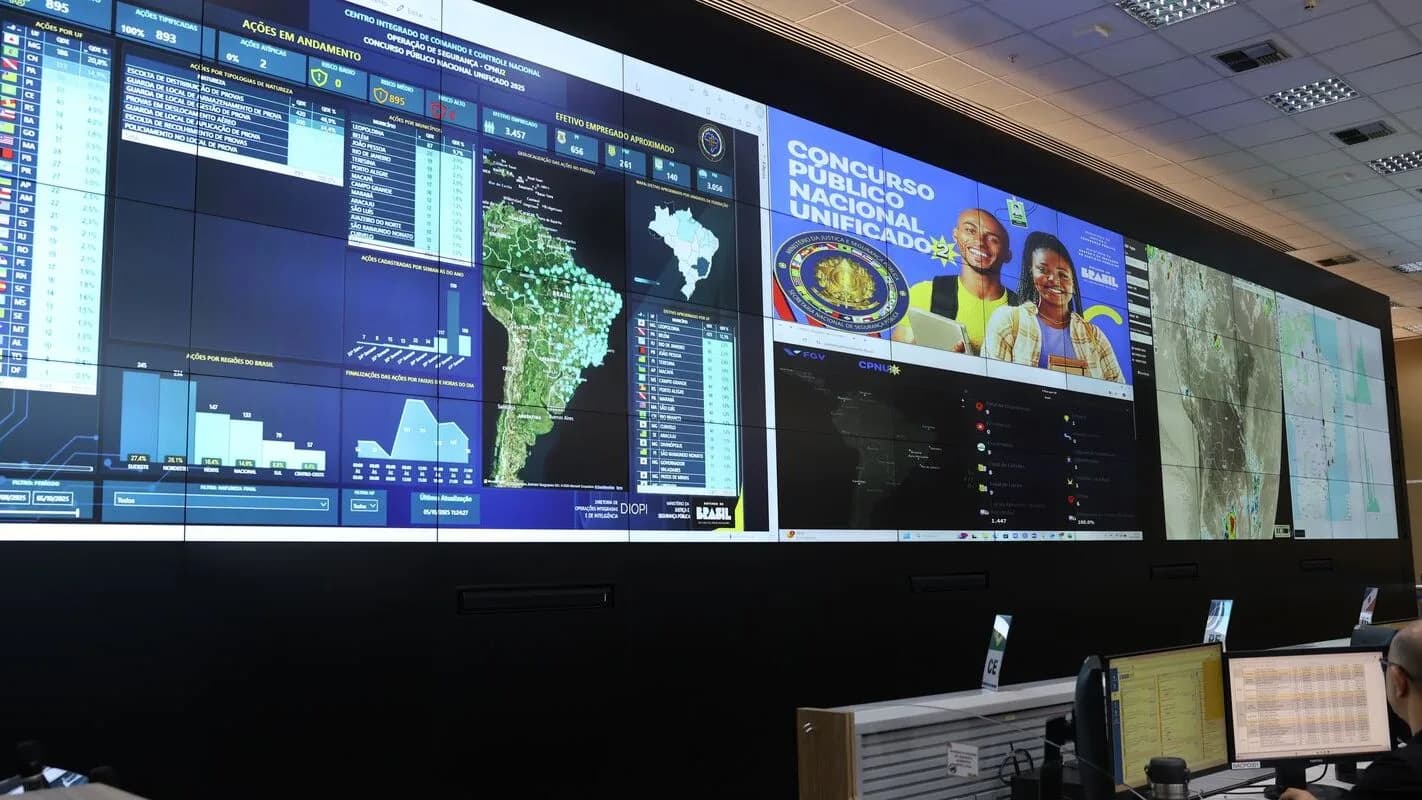 Sala de monitoramento de concurso público, foto de arquivo