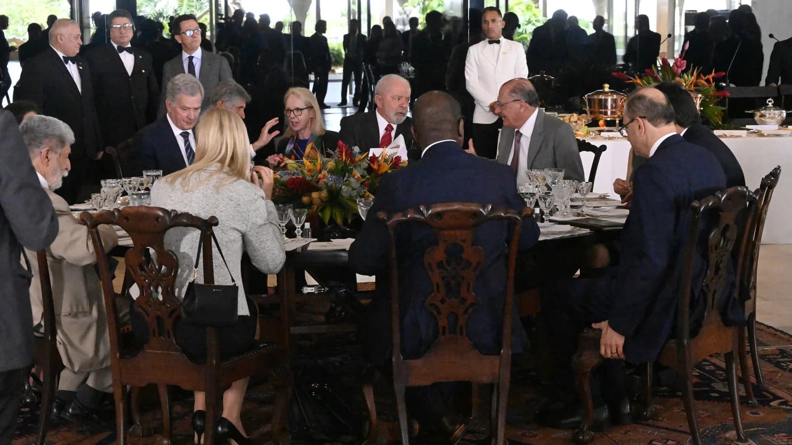 O presidente Luiz Inácio Lula da Silva em evento oficial com chefes de Estado estrangeiros