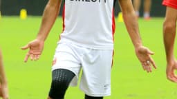 Juan Sebastián Verón, de uniforme do Estudiantes de La Plata, em treino do clube argentino