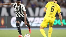 Jogador do Botafogo disputa lance em campo durante partida