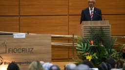 Tedros Adhanom Ghebreyesus, diretor-geral da OMS, discursa em evento
