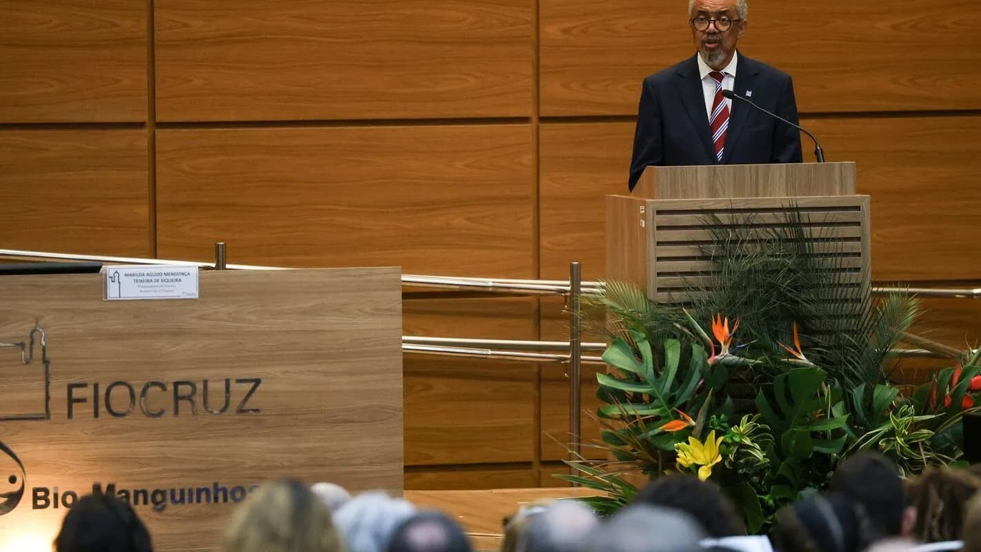 Tedros Adhanom Ghebreyesus, diretor-geral da OMS, discursa em evento