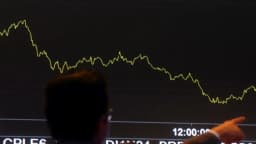 Pessoa de costas observa gráfico de ações em tela de monitor, foto de arquivo da Agência Brasil