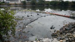 Ecobarreira retém lixo e poluição nas águas do Rio Meriti, no Rio de Janeiro