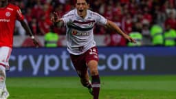 Germán Cano comemora gol pelo Fluminense durante a semifinal da Libertadores de 2023 contra o Internacional