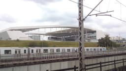 Vista externa da Neo Química Arena, palco do empate entre Corinthians e Vitória