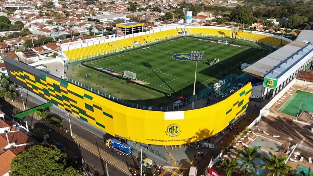 Vista aérea do Estádio Municipal José Maria de Campos Maia, em Mirassol (SP)