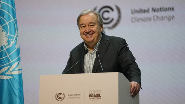António Guterres, secretário-geral da ONU, discursa na COP30 em Belém